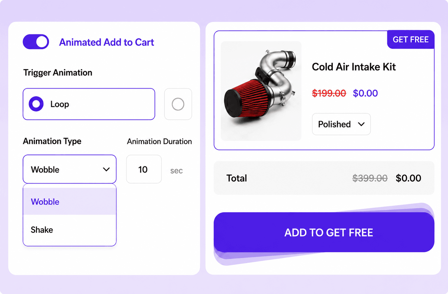 Animated Add to Cart preview