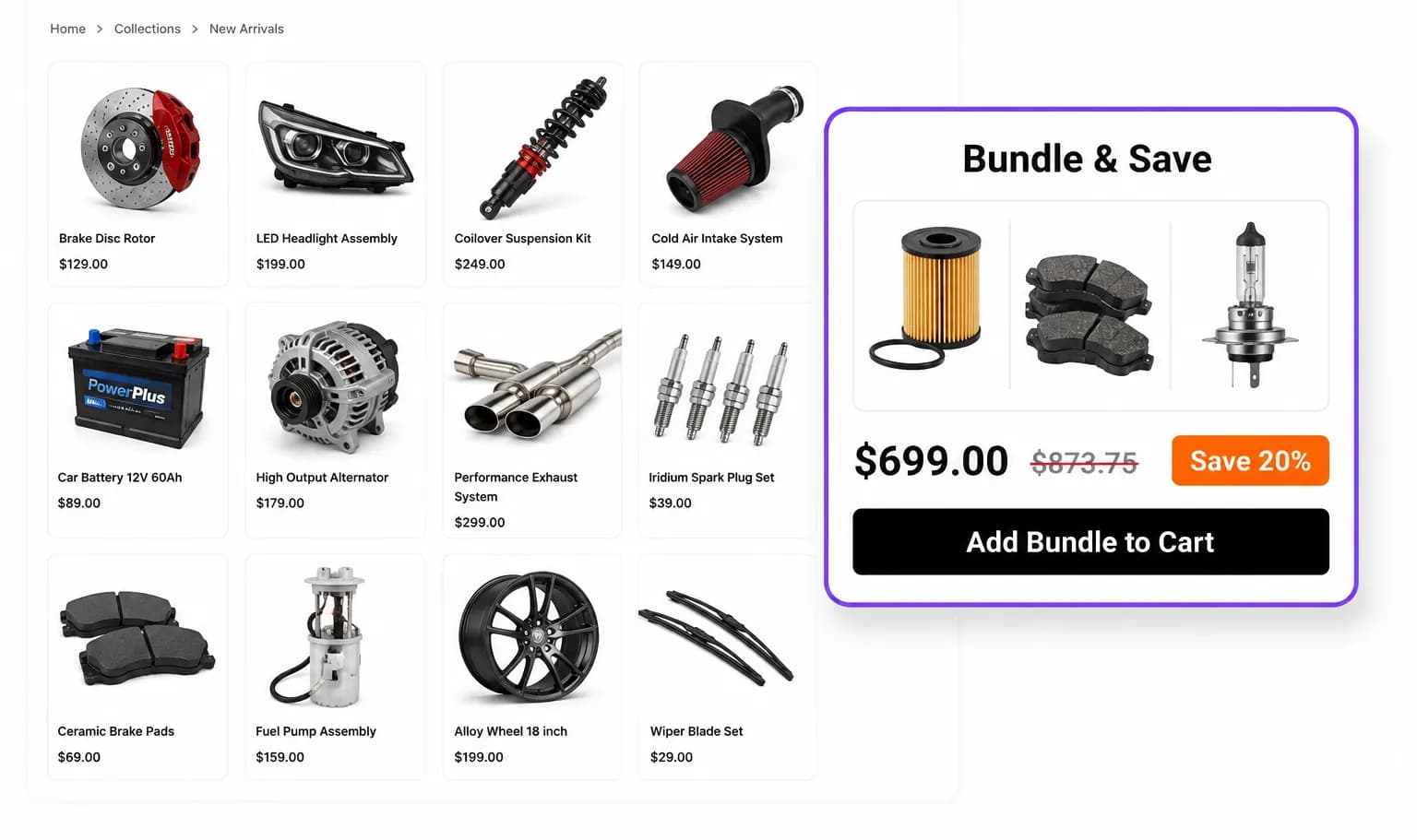 Floating bundle discount widget pinned to a storefront