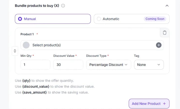 Bundle products to buy (X) configuration with min quantity and discount