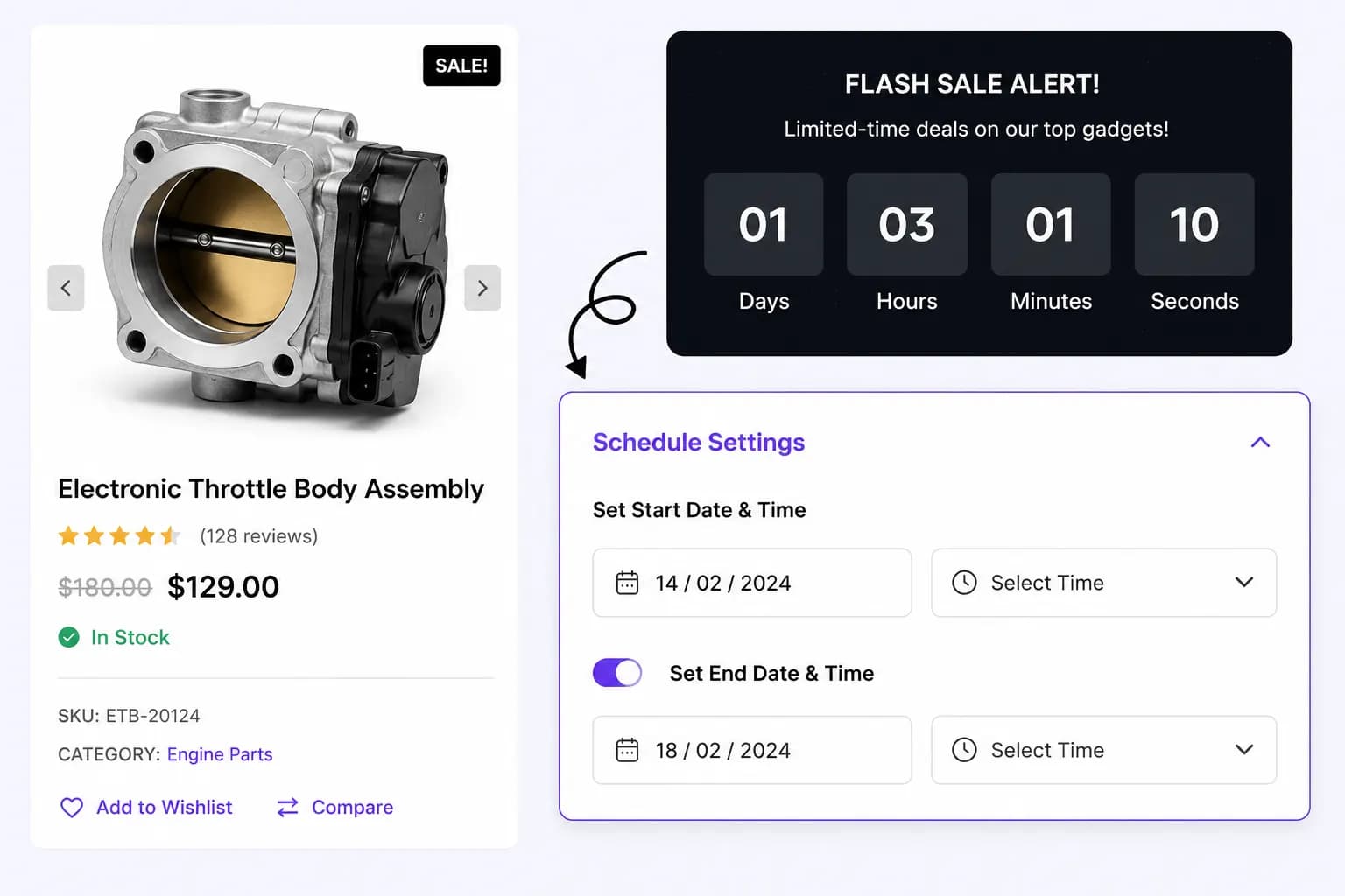 Schedule settings for countdown timers