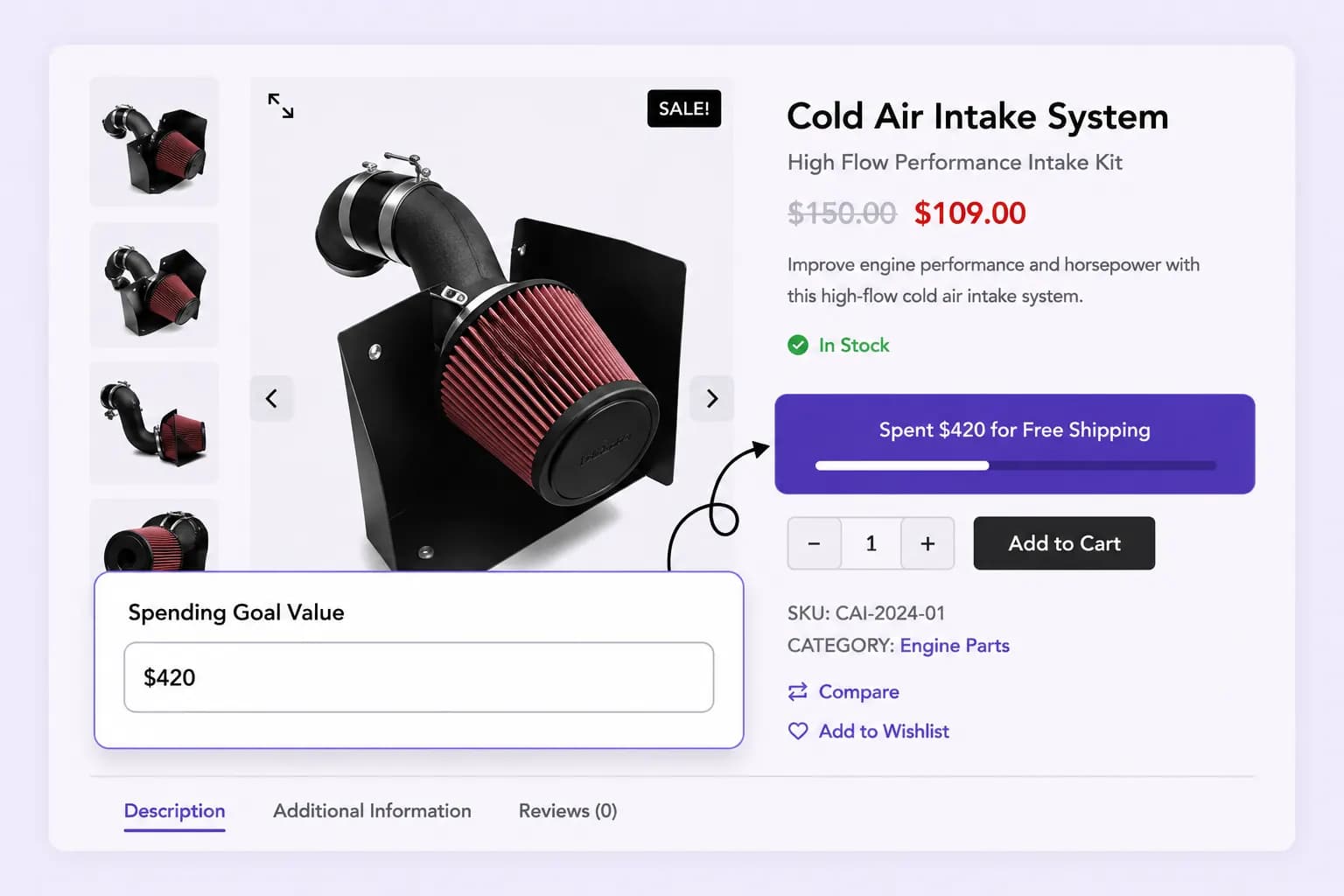 Set minimum spend value for free shipping