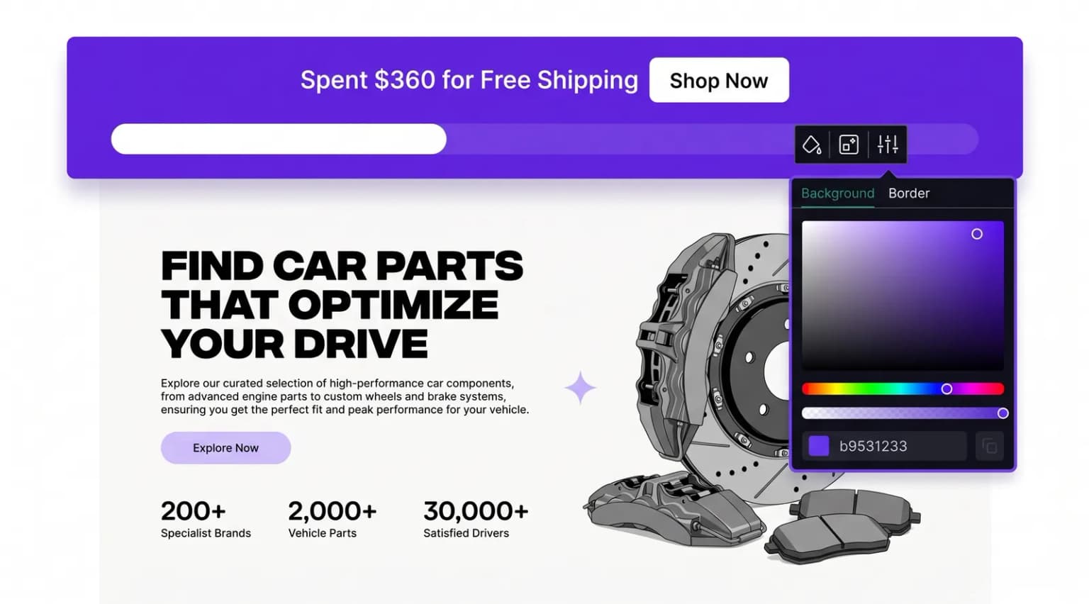Customize the appearance of the free shipping bar