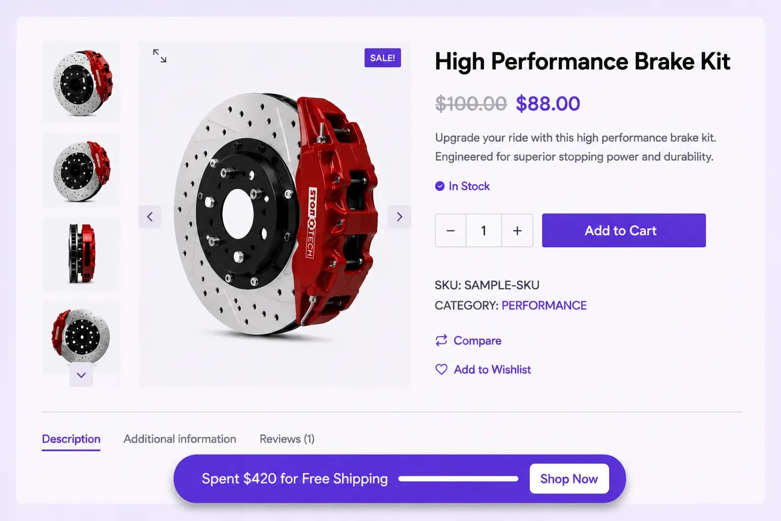 Free shipping floating display mode