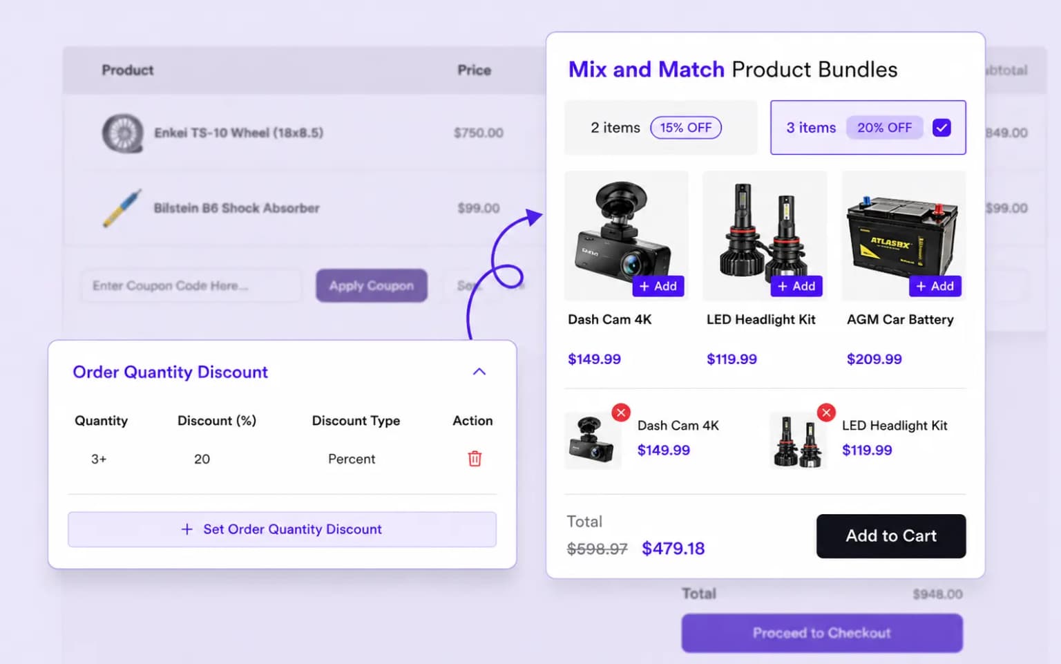 Order quantity tiered discount setup for mix and match