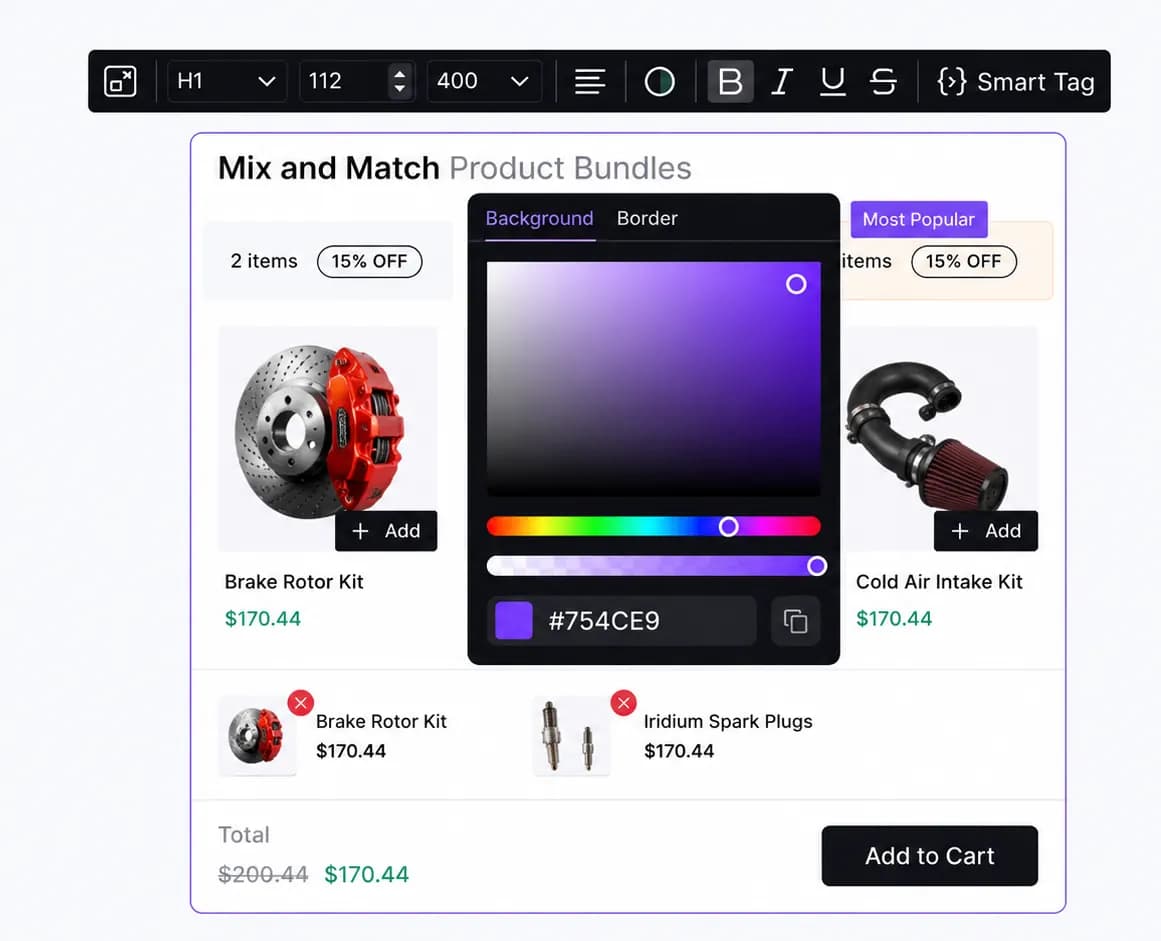 Mix and match bundle design customization