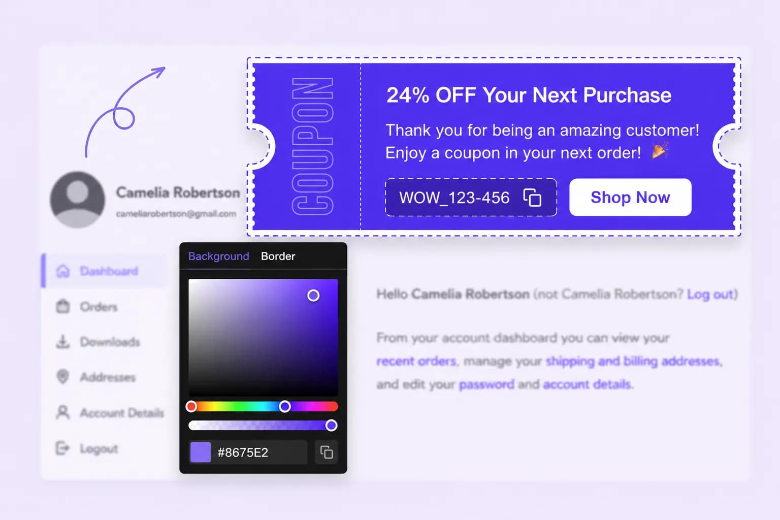 Design customization for next-order coupon