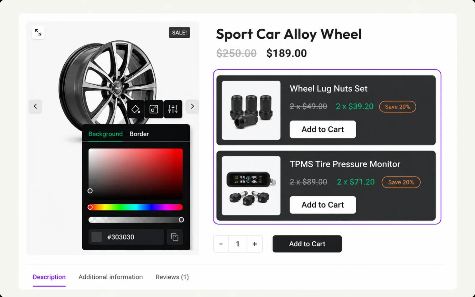 Color picker customizing discount campaign design