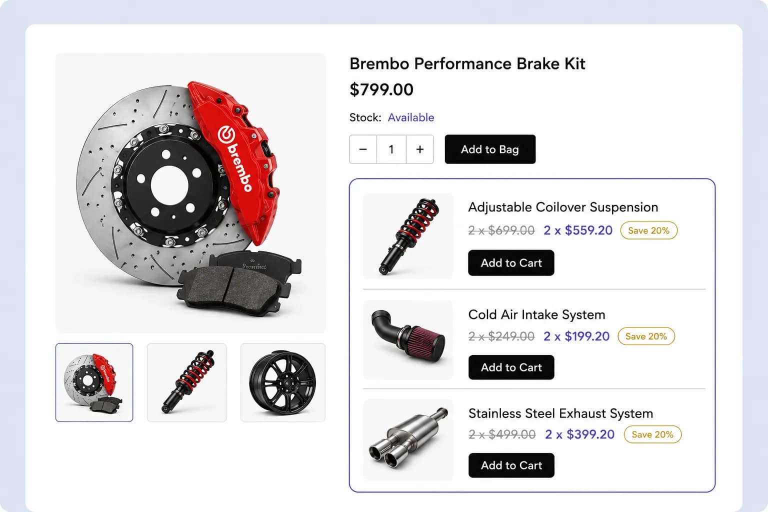 Product page showing discount campaign with save 20% offers