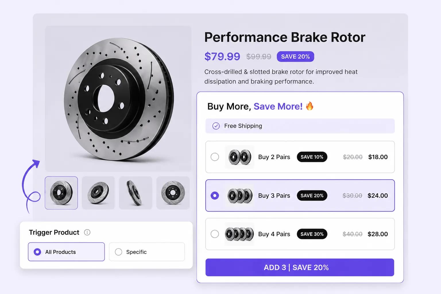 Trigger product selector for bulk discount campaign on a product page