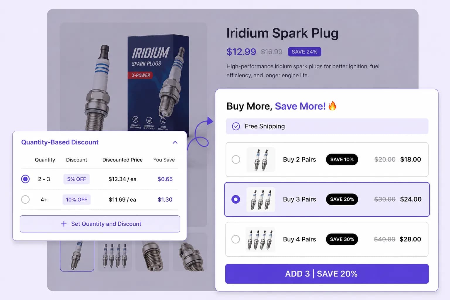 Bulk discount tiers configuration with multiple quantity-based offers