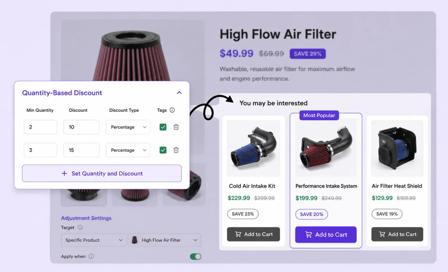 Bulk discount tiers highlighted with Most Popular and Most Valued labels