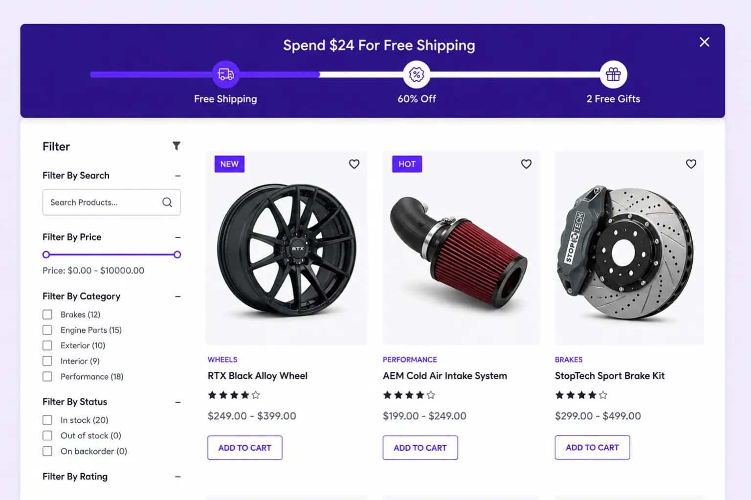 Spending goal progress bar pinned to top